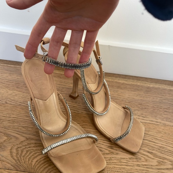 Schutz Nude and Rhinestone Strappy Heels - Picture 2 of 4